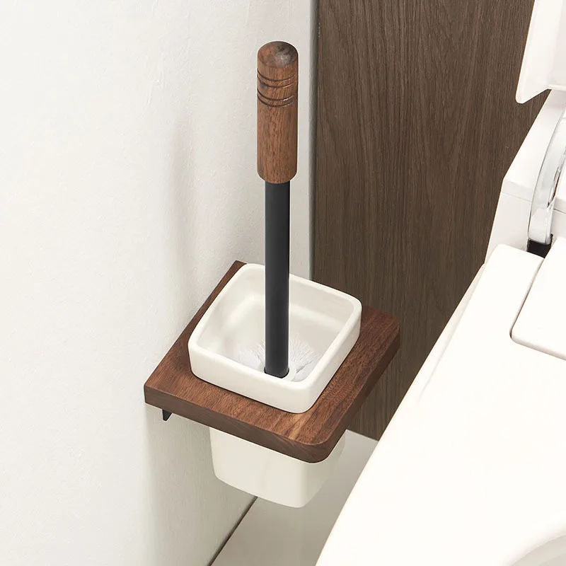 

Toilet No Dead Corner Toilet Brush No Punch Frame Toilet Rack Solid Wood Set Toilet Simple Cleaning Brush Bathroom Accessories