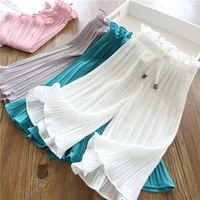 mother kids clothes girls pants summer thin solid children trousers waist bandwidth loose wide leg childrens pants 2022 new