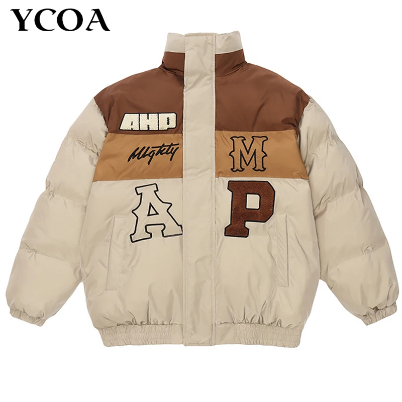 

Men Winter Parkas Coats Plush Thick Bomber Down Jcket Y2k Clothes Pattern Aesthetic Punk Fashion Vintage Oversize Streetwear
