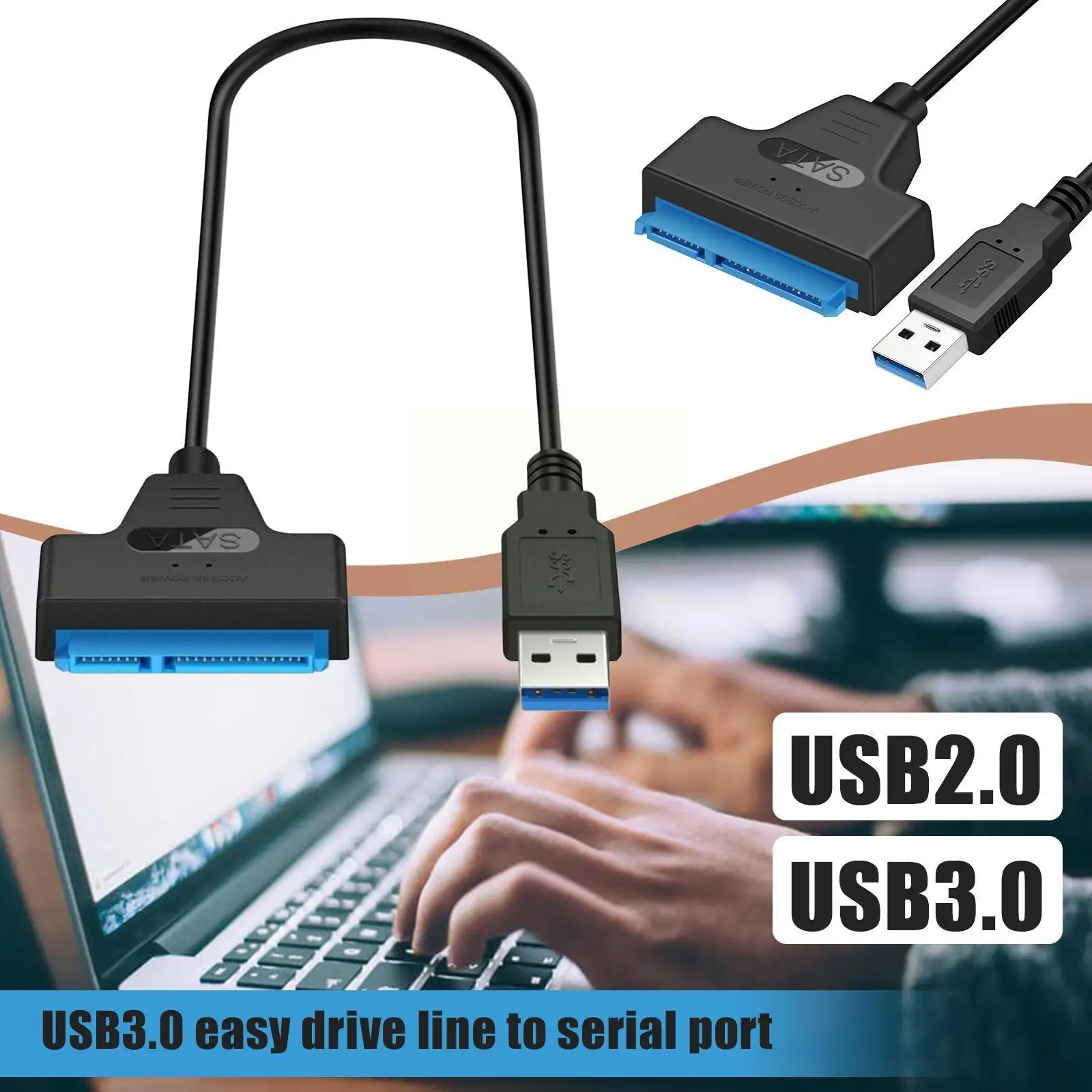 

Кабель-адаптер SATA на USB 3,0, кабель Sata 23 см, кабель для легкого привода в последовательный порт SATA, кабель для жесткого диска для Win XP/7/8/10 OS Linux B3Y8