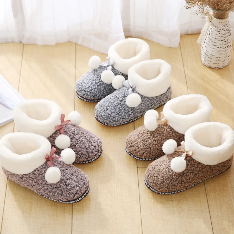 Women's Boots Slippers Home Plush Slipper Female Winter Warm Slippers Women Furry Shoes Chindren Boots Indoor Non-slip Footwear