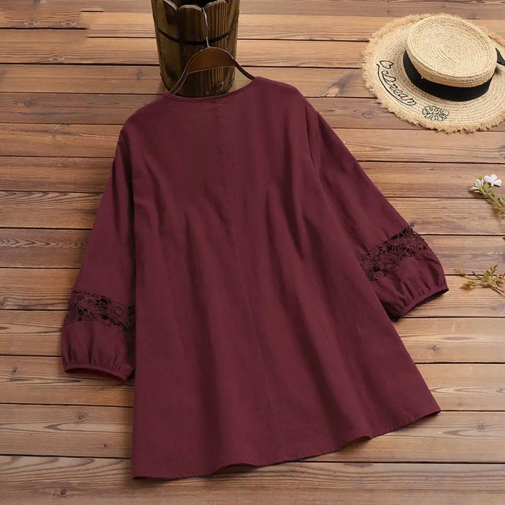 

Stylish Women T-shirt Loose Lady Spring Shirt Lace-Up Plus Size Casual Lady Spring Blouse Thermal