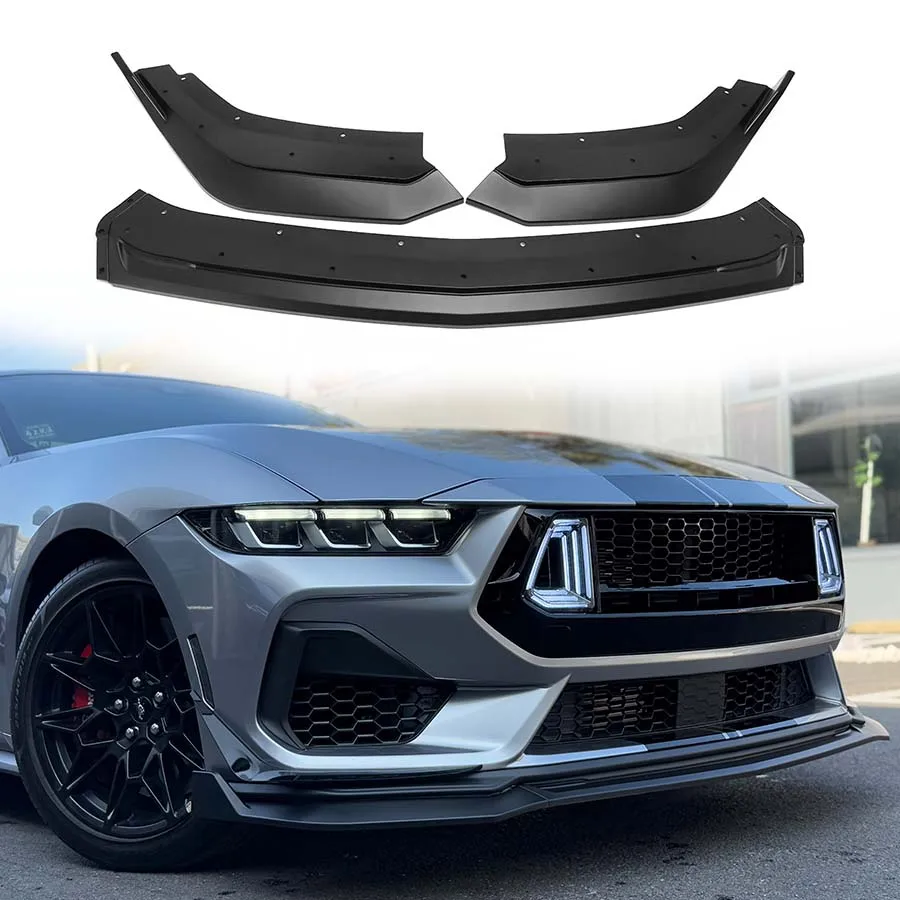 Фото Матовый черный передний разделитель для Ford Mustang Dark Horse S650 2.3T EcoBoost 2024, передний разделитель подбородка, автомобильные аксессуары, комплекты кузова №1