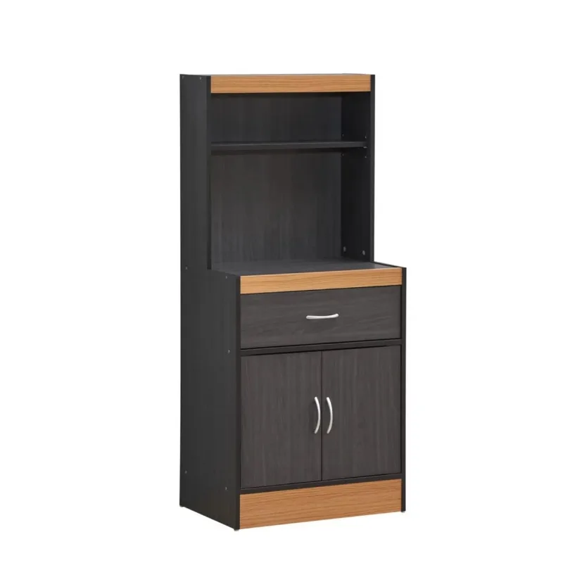 

54" Tall Open Shelves, 1-Drawer and Bottom Enclosed Storage Kitchen Cabinet
