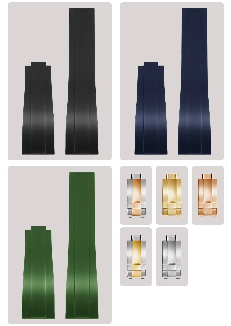 

Силиконовый резиновый ремешок для наручных часов, высококачественный браслет для ролевых часов Daytona Submariner GMT OYSTERFLEX, складная пряжка