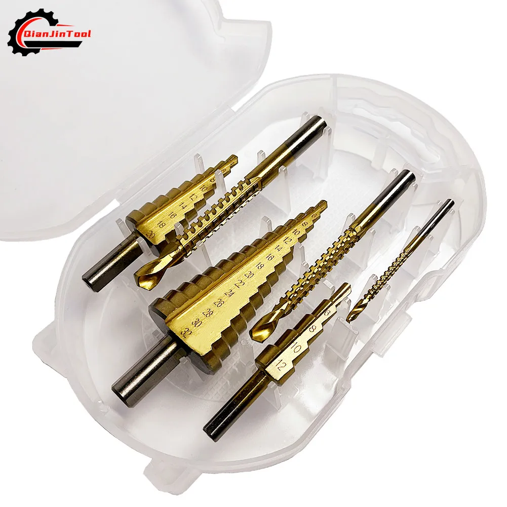 6Pcs Step Drill Bit Saw Drill Bit Set Titanium Milling Cutter For Woodworking Metal Core Hole Opener 4-12 4-20 4-32mm 3 6 8mm