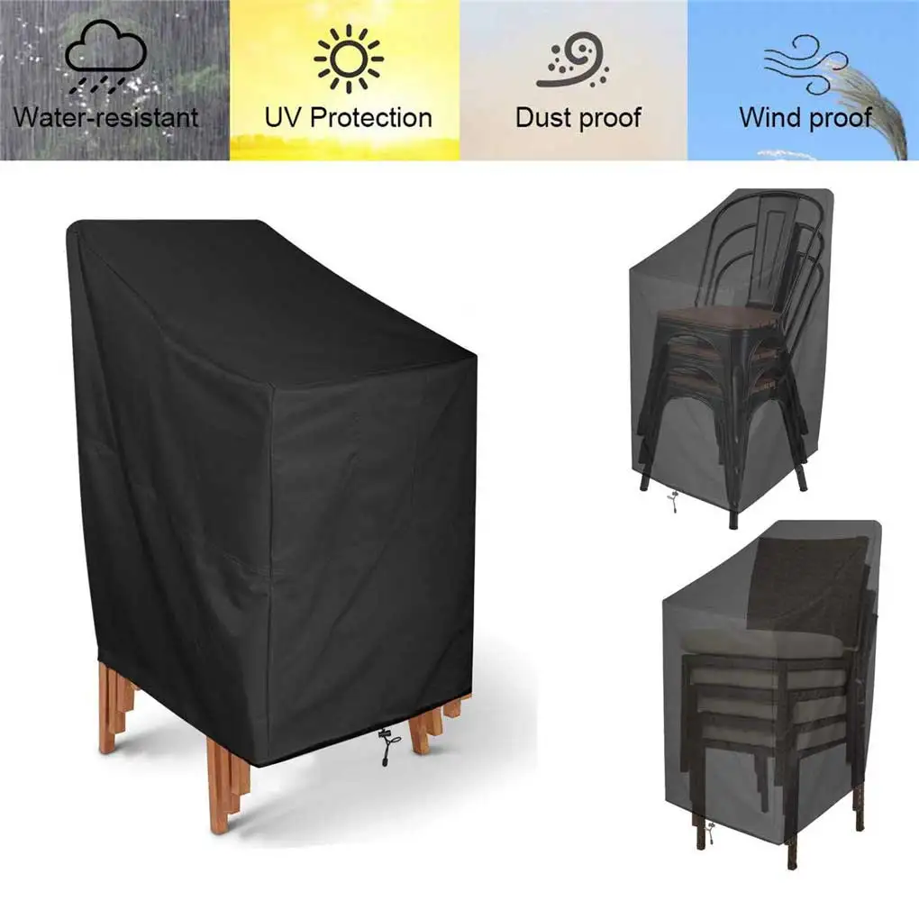 

Stacked Chair Dust Cover Storage Bag Outdoor Garden Patio Furniture Protector Waterproof Dustproof Chair Seat Protection Cover