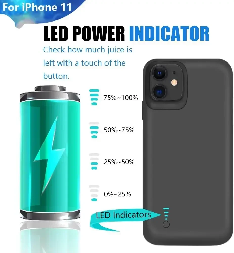Чехол-аккумулятор JayoWade 10000 мАч для iPhone 12 Mini, 13, 11 Pro Max, X, XR, XS MAX, Power Bank, чехол-аккумулятор (art.: 3920daefd029e) - 3920daefd029e