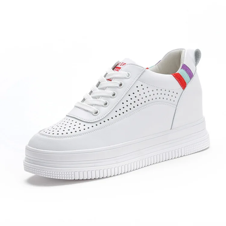

7cm Breathable Platform Wedge Sneakers Women Shoes Genuine Leather Heel High Height Increased Spring Autumn Summer Shooes