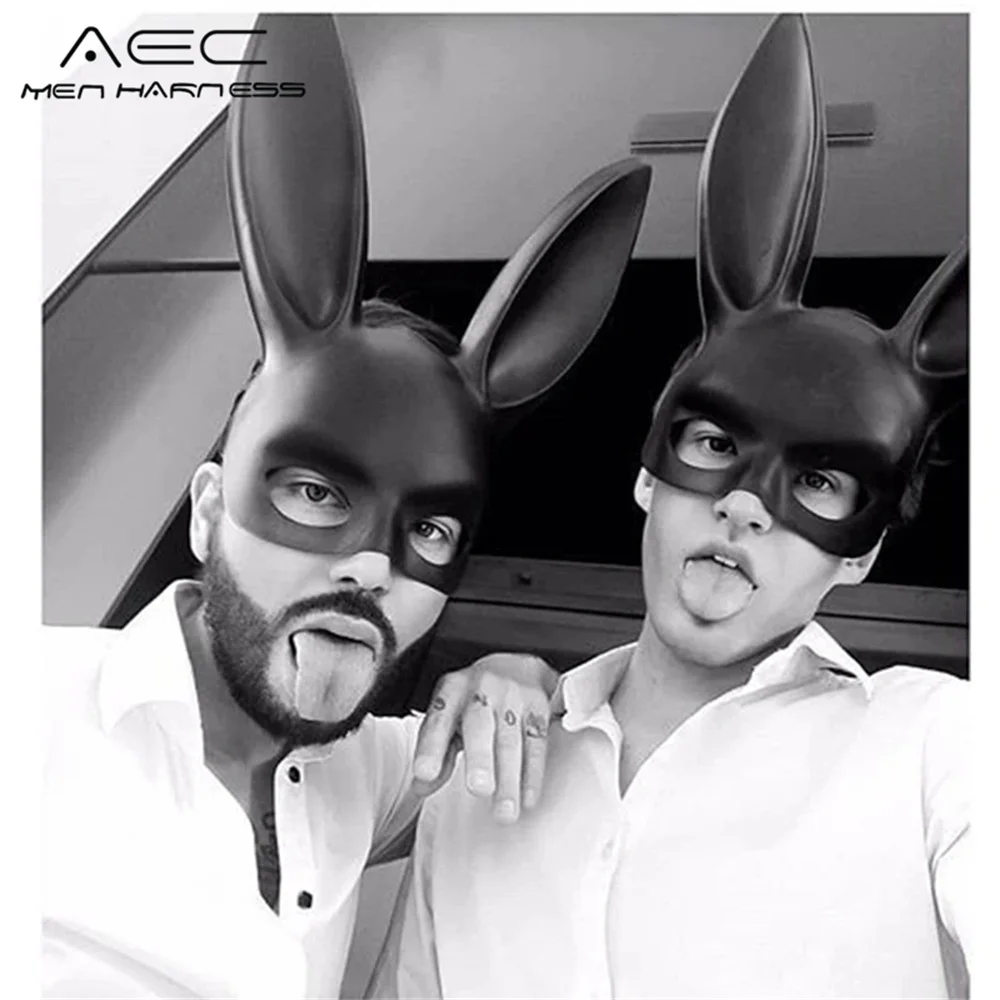 

Halloween Decoration Men Women Bunny Mask Party Costume Cosplay Masquerade Bar Nightclub Costume Fetish Gay Rabbit Ear Mask