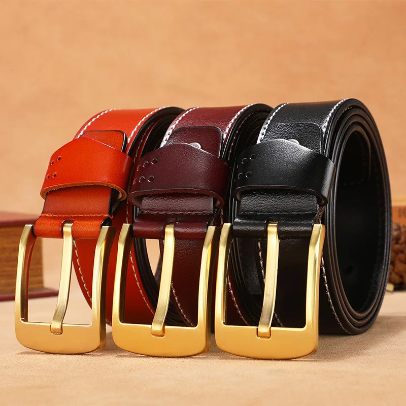 New Fashion Male Genuine Leather Belt  Luxury Designer Pin Buckle Belts Men High Quality  Casual Retro Wide Waist Belt