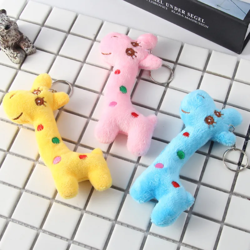 

12cm Kawaii Plush Toys Giraffe Pendant Sika Deer Soft Stuffed Animals Phone / Bag Accessories Keychain Wedding Gifts Plushie