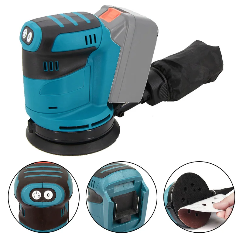 

125mm 18V Cordless Polishing Machine for Makita 18V Li-ion Battery 3-Speed Wood Grinder Metal Car Waxing Polishing Machine