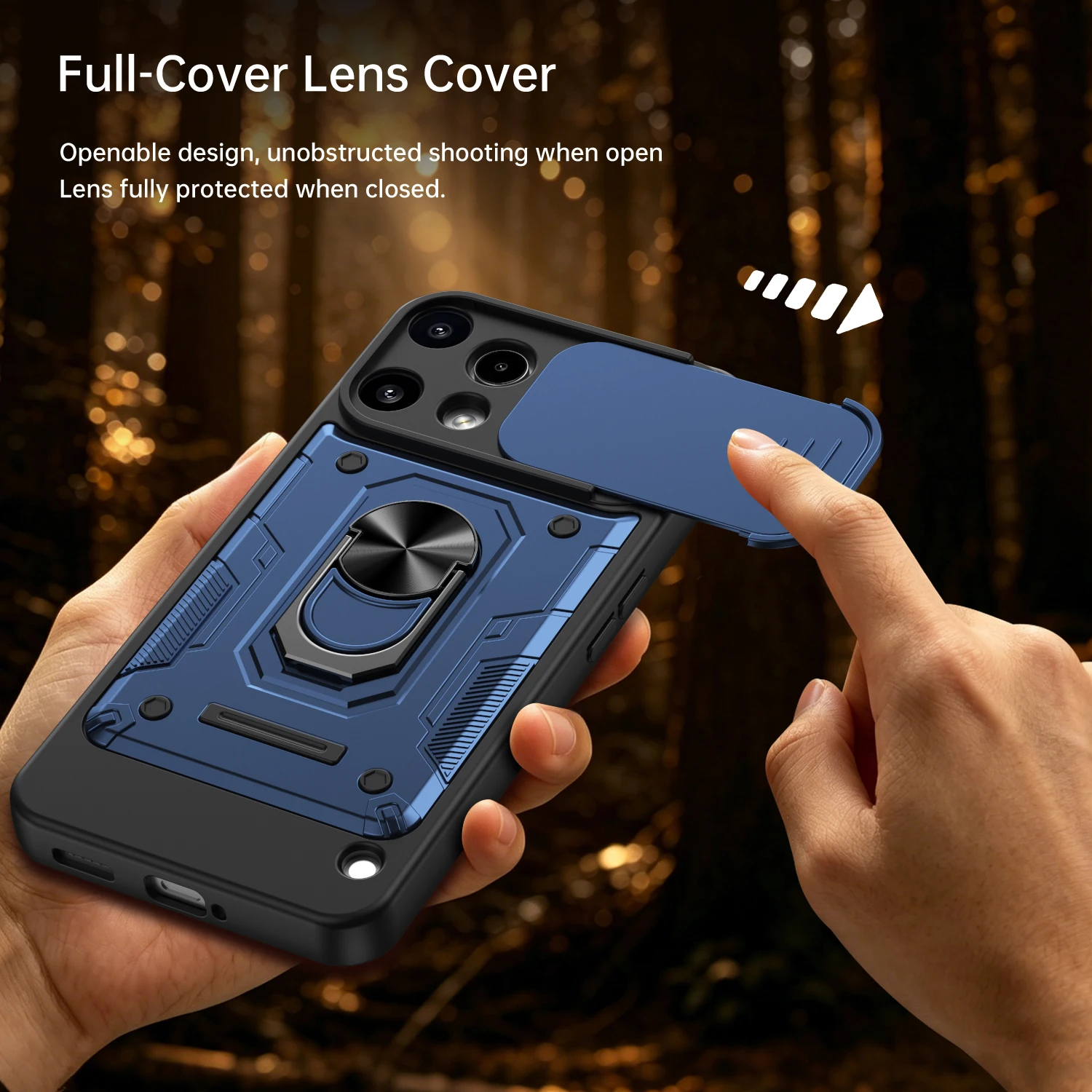 Фото Чехол Nanshan Armor для Nothing Phone 3A Lite с защитой объектива камеры, металлическим кольцом-подставкой и противоударным покрытием №2