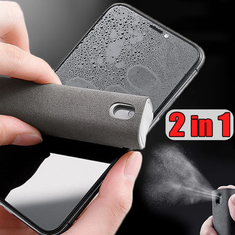 

2 In 1 Microfiber Screen Cleaner Spray Portable Bottle Wiper Cloth for Phone Ipad Tablet PC Screen Dust Remover Wipes Tools