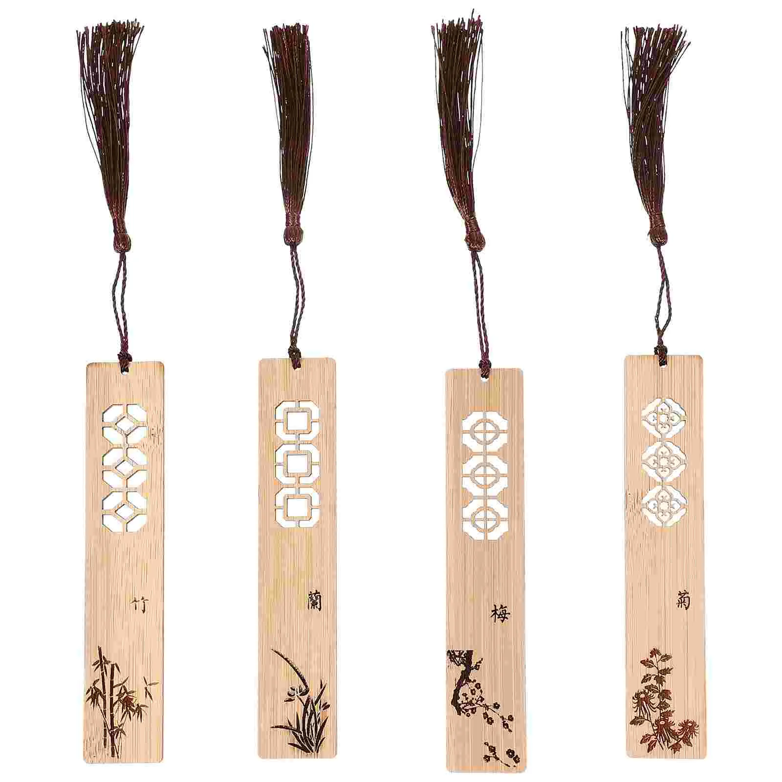 

Bookmarks Tags Chinese Wooden Book Page Carving Vintage Pendantreading Markers Marks Tassels Hanging Studentretro Pendants