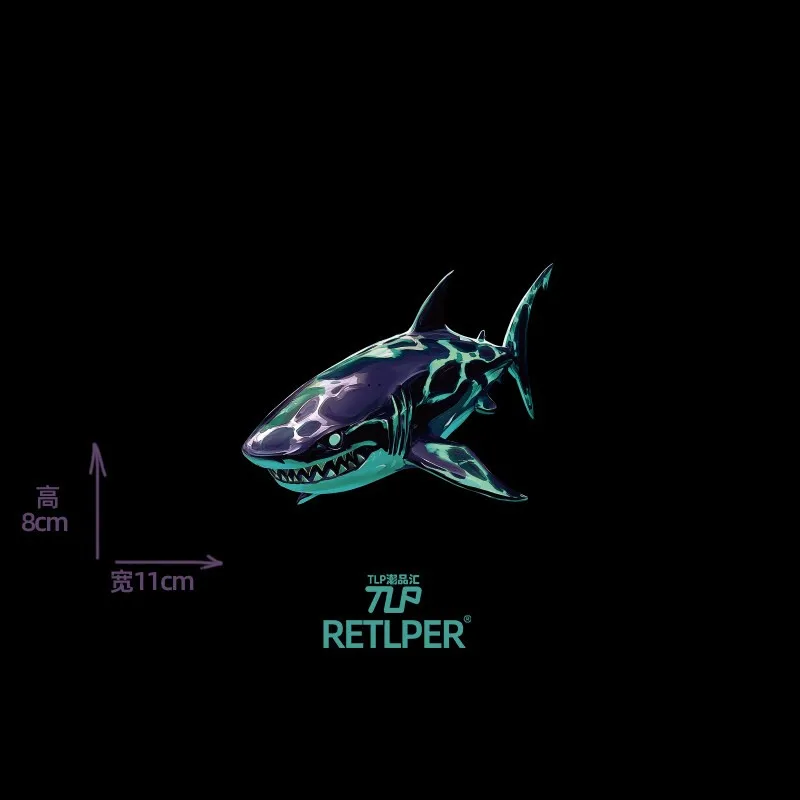 Фото Наклейка Retlper Hollow-Out для автомобиля, оригинальная, с изображением зеленой акулы-хищника, граффити, водонепроницаемая, плоская, декоративная, для автомобилей и мотоциклов №3