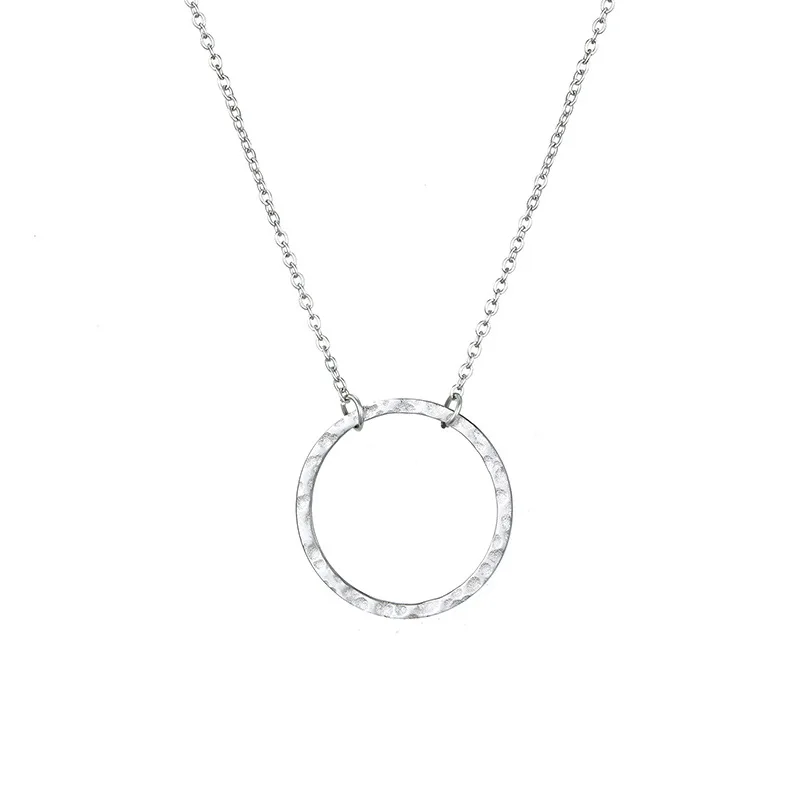 European and American Simple Stainless Steel Round Pendant Accessories Necklace For Women's Clavicle Chain Jewelry
