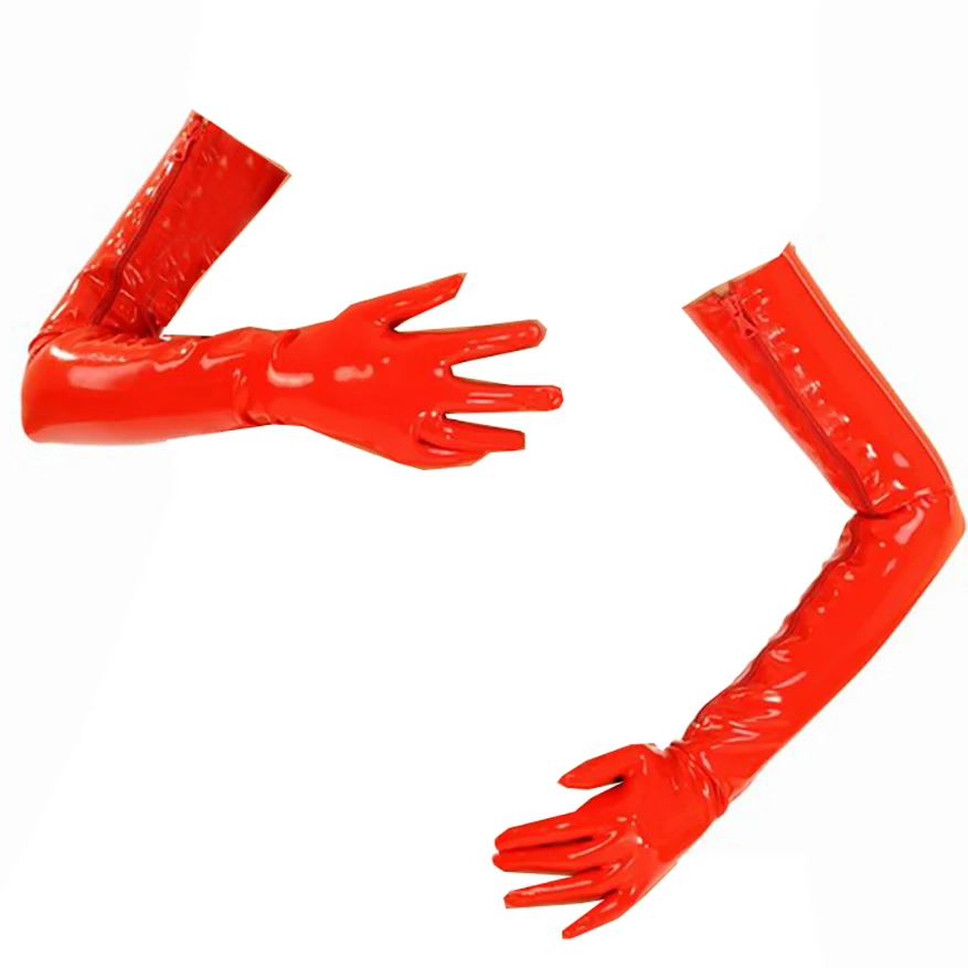 

Sexy Latex Long Gloves Rubber Fetish Party Cosplay Costumes with Zip Handmade RLA044