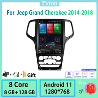 pxton android 11 tesla screen car radio stereo multimedia player for jeep grand cherokee 2014 2018 carplay auto 4g wifi 8g128g