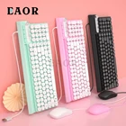 Тонкая Водонепроницаемая офисная клавиатура с мышью и подставкой для телефона, бесшумная проводная клавиатура с 102 кнопками, круглая игровая клавиатура в стиле ретро