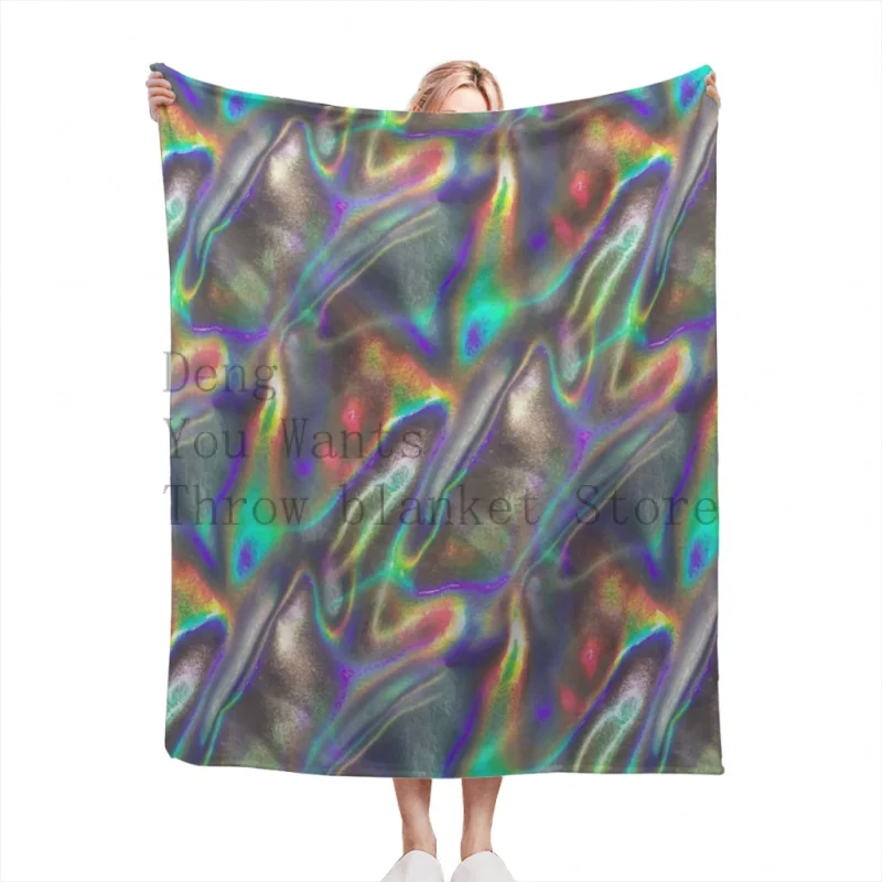 

Holographic Print Throw Blankets Tufting Blanket For Travel Light Dorm Room Essentials Luxury Thicken Blanket