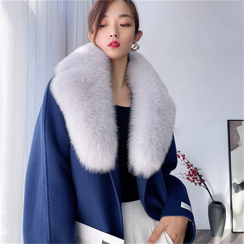 

2022 New Fox Fur Collar. Fur Scarf Suit Collar. Whole Fur Coat Fur Collar. Long Neck Warm Scarf For Autumn And Winter Unisex