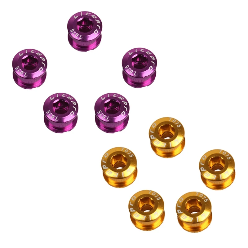 

Litepro 10Pcs Single Crankset Screw Bicycle Chain Ring Wheel Bolt Crankset Bike Parts, 5 Pcs Gold & 5 Pcs Purple