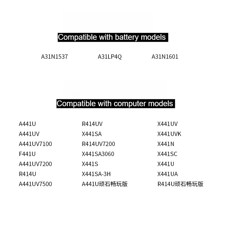 A31N1537 Аккумулятор 36WH для Asus VivoBook X441 X441U X441UA X441UV X441S X441SA X441SC R414U F441U A441U A441UV R541UA A441N