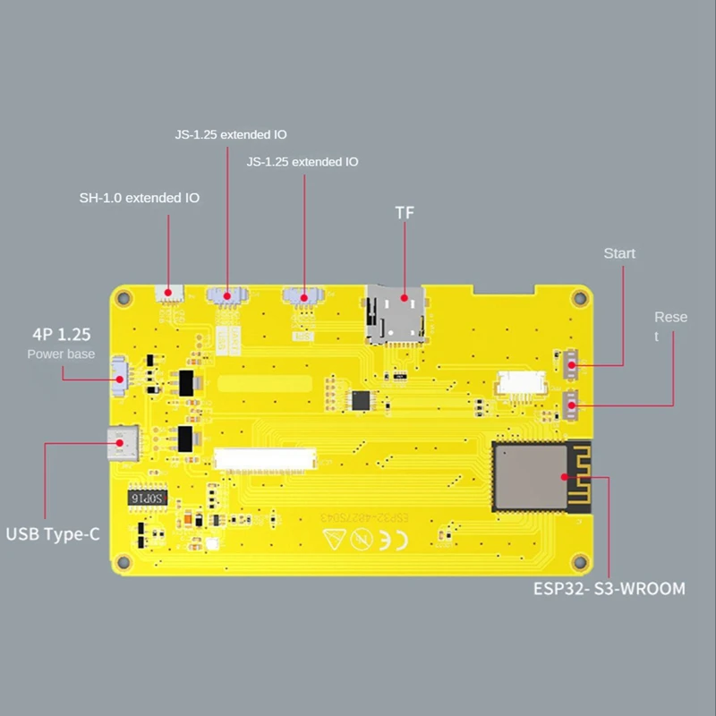 ESP32 8M PSRAM 16M Плата разработки флэш-памяти 4 3-дюймовый дисплей Wi-Fi Bluetooth модуль