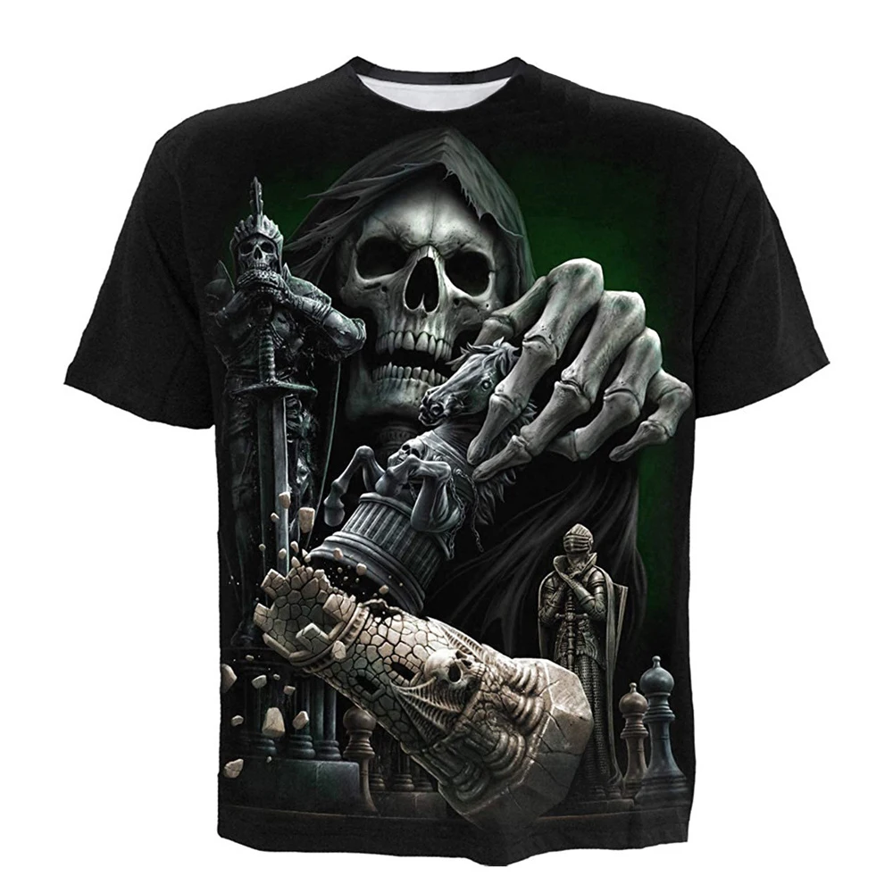 Футболка мужская с принтом черепа металлическая тенниска коротким рукавом майка