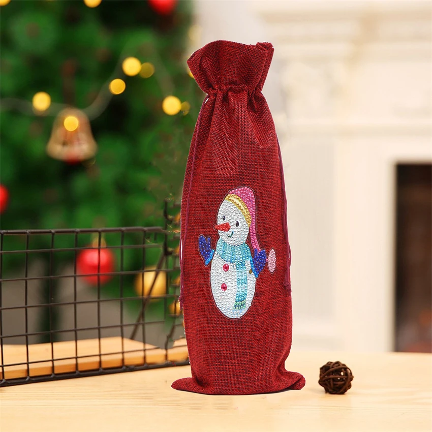 

2022 Рождественское украшение 5D «сделай сам», сумка для алмазной живописи, держатель для винной бутылки, тканевый мешок для вина, 1 шт., пакеты для конфет, домашний декор