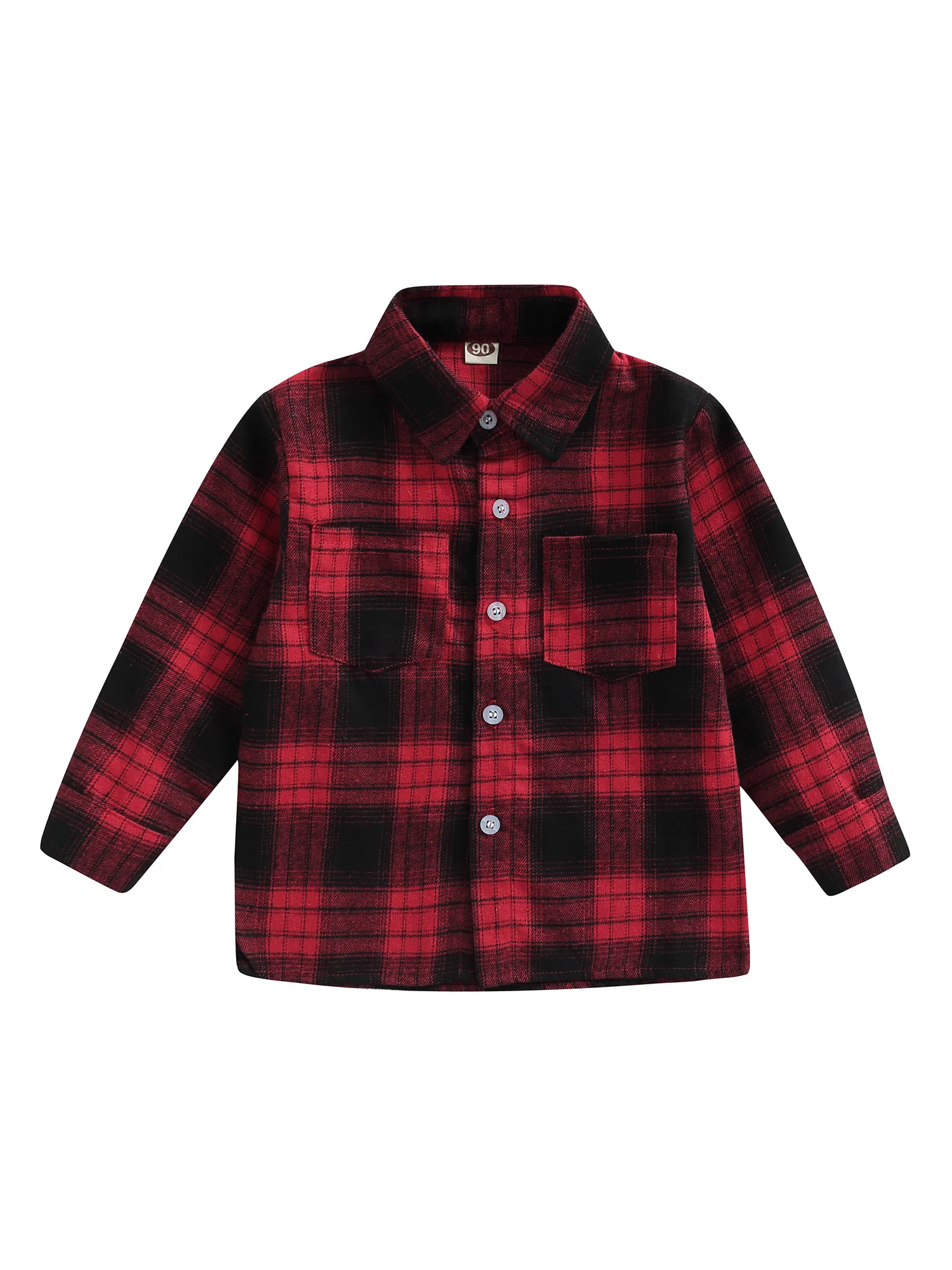 Детская рубашка в клетку с длинным рукавом