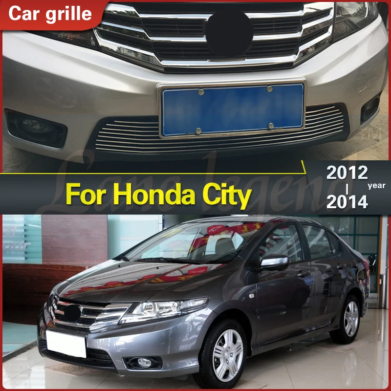 For Honda City 2012 2013 2014 Body Kit Front Bumper Cover Modified Grille Accessories Racing Grill High-quality Stainless Steel