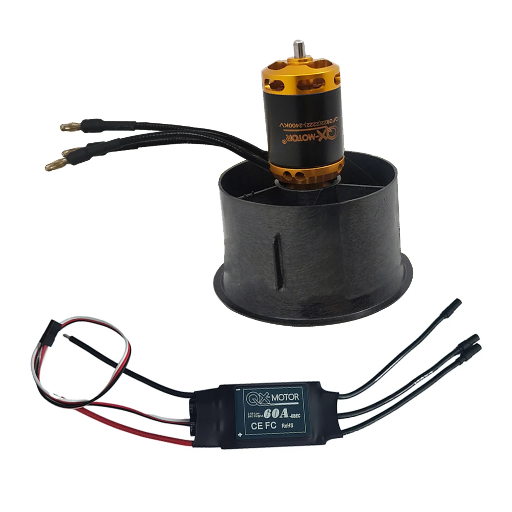 

Brushless Motor QF2822 3s 4s 6s set Motor 12 Blades 64mm EDF Ducted Fan with ESC for RC Airplane