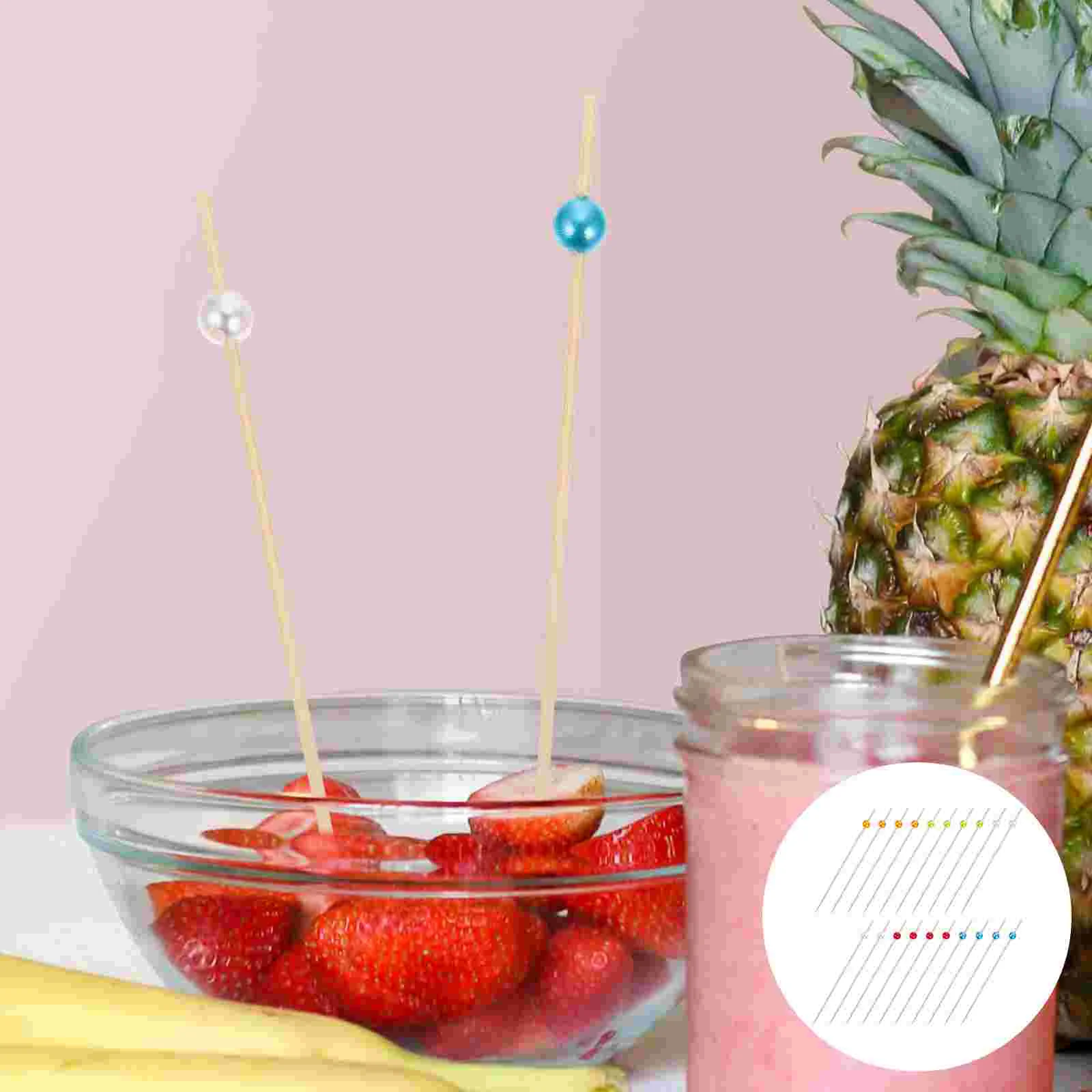 

100pcs Disposable Food Picks Round Design Fruit Sticks Cocktail Picks
