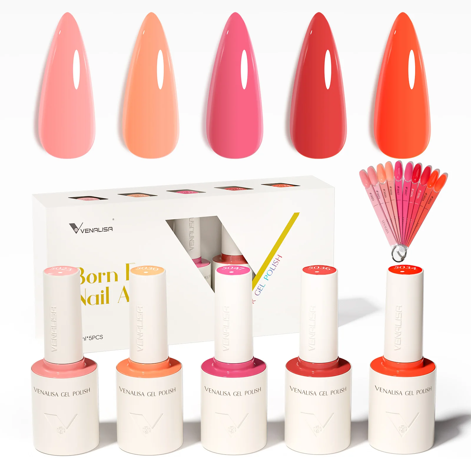 Фото С кончиками ногтей Venalisa 5-цветный набор гель-лаков TPO FREE HEMA FREE Soak Off UV LED Nail Maincure Long Wear Nail Gel Varnish Kit №3
