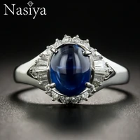 nasiya classic vintage create blue sapphire ring silver color fashion jewelry gemstone for women anniversary engagement gift