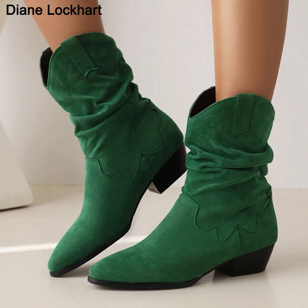 

Big Size New Pleated Booties Women Autumn Faux Suede Ankle Boots Fashion Spike Heels Woman Shoes Winter Hot Sale Bottes Femmes