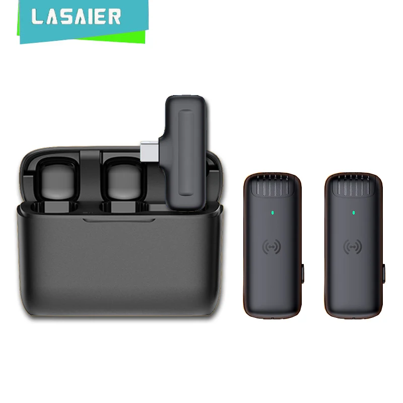 

Wireless Lapel Microphone Lavalier Mic Noise Reduction Live Interview Mobile Phone Recording for iPhone Type C with Charging Box