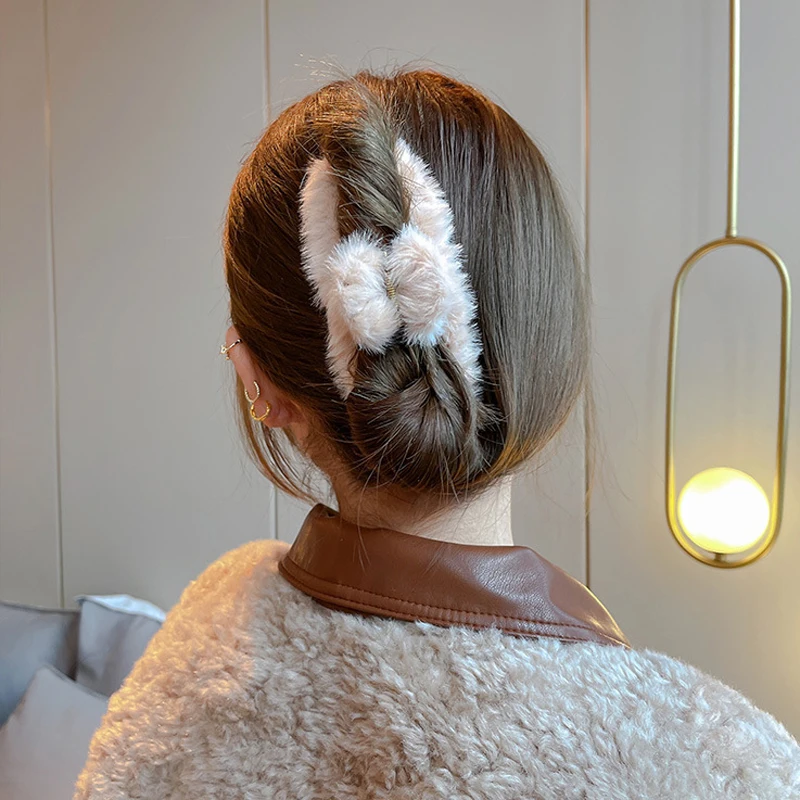 

Осенне-зимняя шпилька ярких цветов заколка Модные женские аксессуары для волос зимняя Шпилька заколка из искусственного меха заколки-краб...