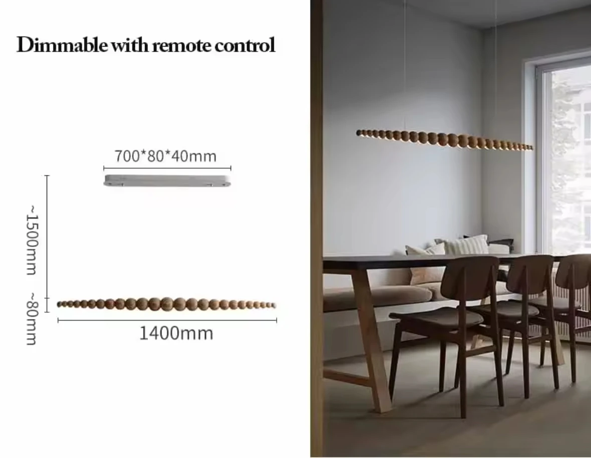 

Подвесной светильник из металла с LED и деревянными бусинами