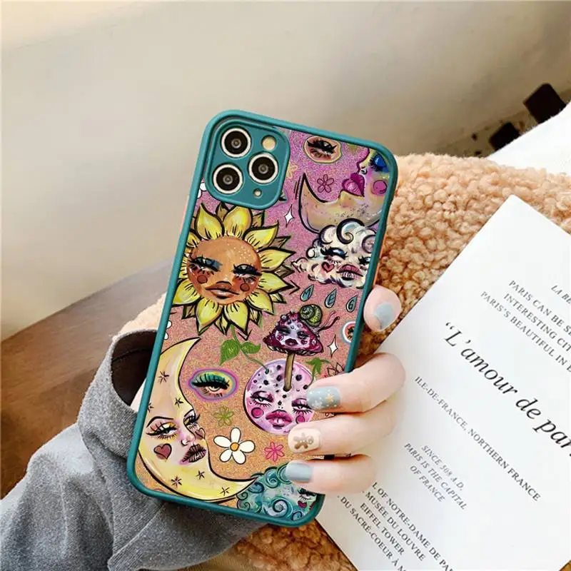 Indie Hippie Art Phone Case for iPhone 14 11 12 13 Mini Pro Max 8 7 Plus X XR XS MAX Translucent Matte Cover