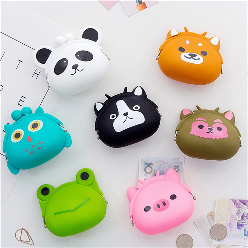 

Cute Animal Mini Wallet Portable Buckle Coin Wallet Cartoon Silicone Hand Wallet Women's Bag Accessories