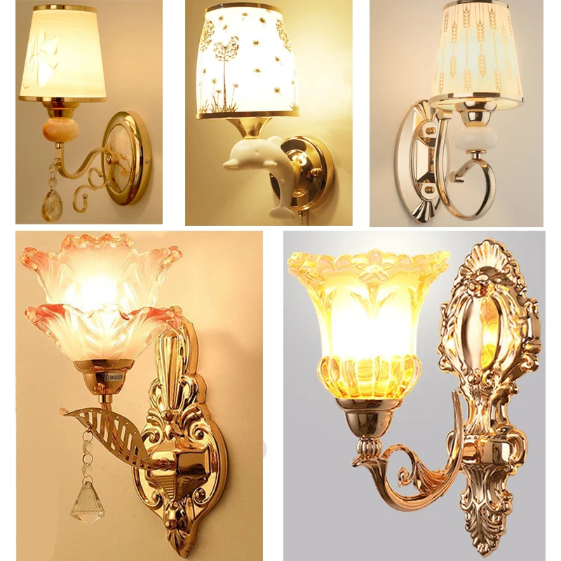 European Traditional Wall Lamp Bedside Lamp Bedroom Aisle Lamp Hotel Living Room Corridor Staircase Decoration Led Wall Sconce