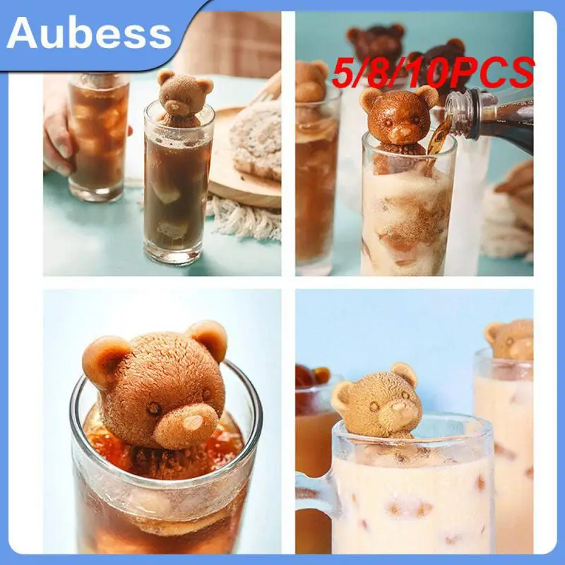 

5/8/10PCS Kitchen Tool Bear Shape Mold Household Ice Maker Ice Cream Coffee Ice Mold Silicone Mold Diy Drinks