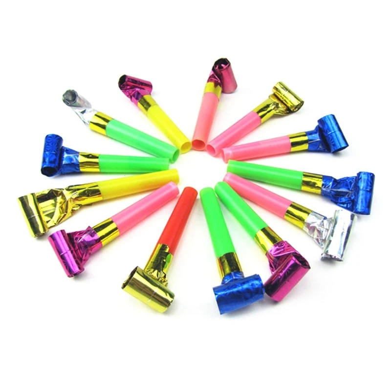 

Party Blowers 100 Pack Colourful Bulk Plastomer Blowouts Party-Popper Horns Dragon Whistle Noise Toy Party Bag Fillers