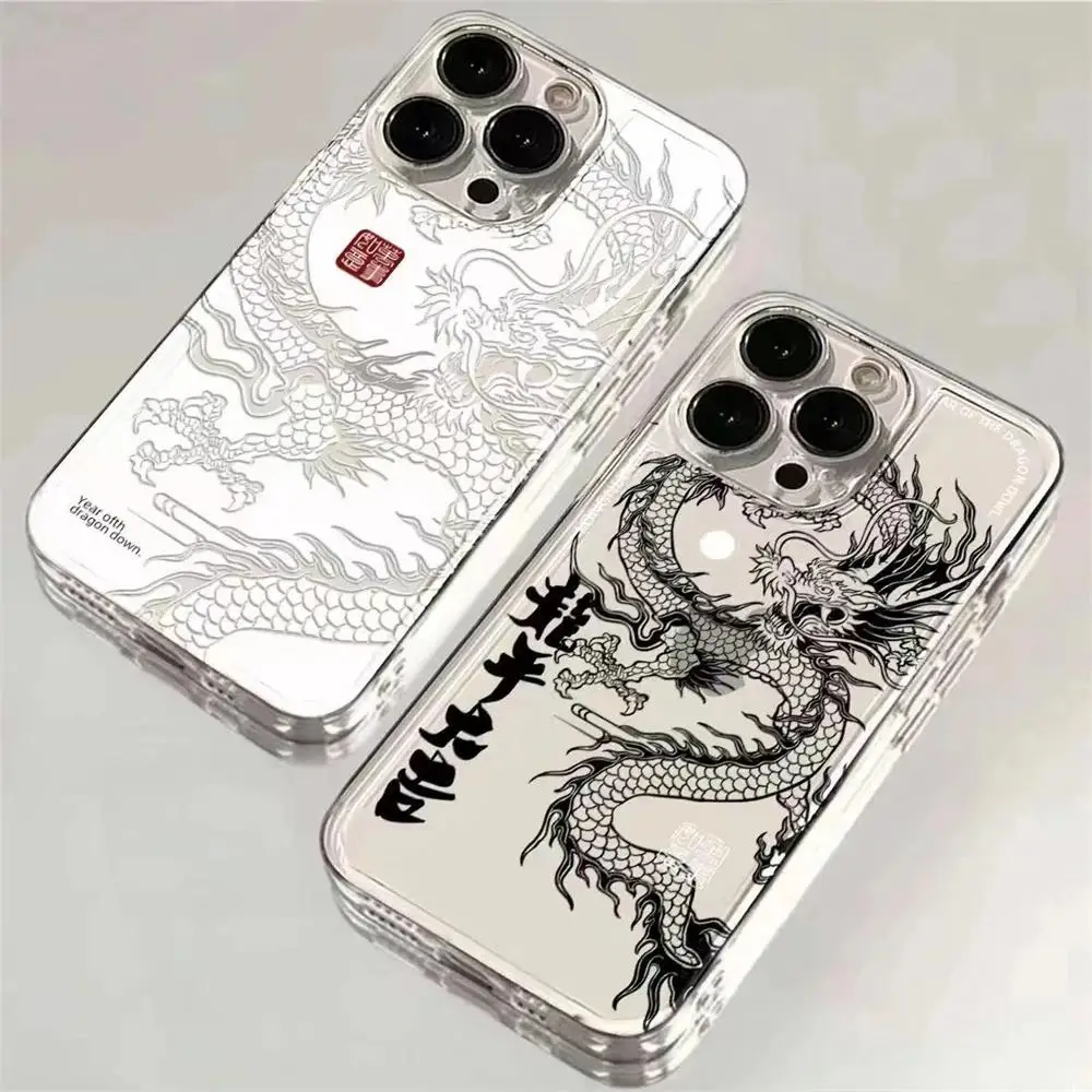 Новые чехлы для телефонов iPhone 15 Pro Max 14 11 12 13 Mini XR XS 7 8 6 6S Plus SE 2020 2022 китайский дракон