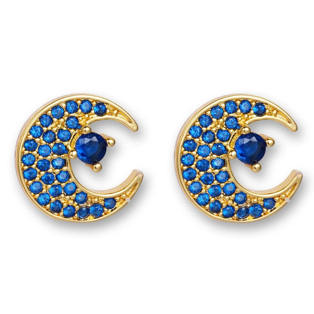 

Роскошные серьги-гвоздики в форме полумесяца для вечеринки, женские современные ювелирные изделия, Золотые серьги-гвоздики, трендовые новы...