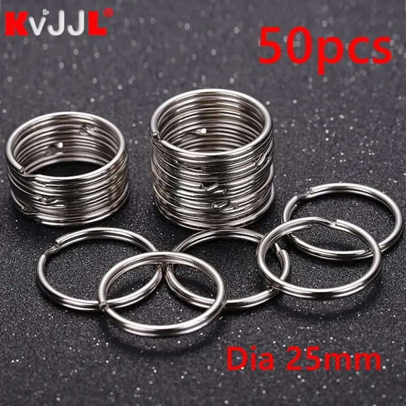 

50PCS 25mm Round Stainless Steel Key Ring DIY Keychain Split Keyring Loop Hoop Key Chain